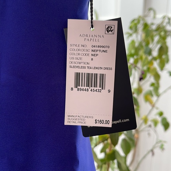 Adrianna Papell - Sleeveless Mikado Fit and Flare Midi Dress - Neptune 8 - Picture 14 of 15